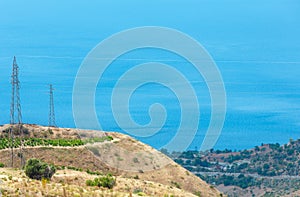 Sea view from mountain hills in Motta San Giovanni outskirts, Re photo