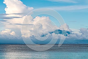 Sea view mountains with clouds at sunset