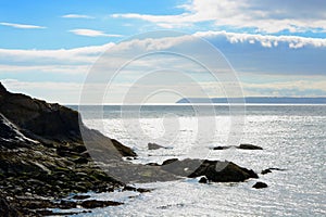 Sea view from Polkerris, Cornwall, England photo