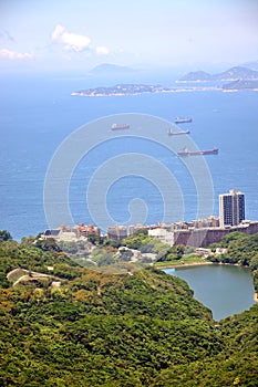 Sea view and residence area in coast of Hongkong photo