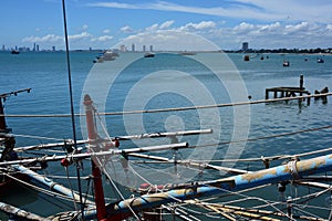 Sea view and small boat At the fishing pier