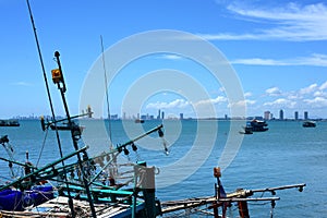 Sea view and small boat At the fishing pier