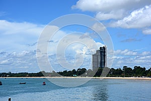 Sea view and small boat At the fishing pier