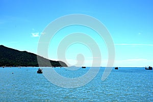 Sea view and small boat At the fishing pier