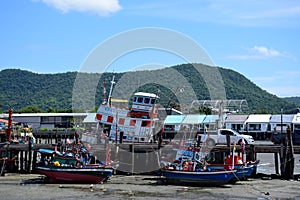 Sea view and small boat At the fishing pier