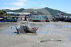 Sea view and small boat At the fishing pier