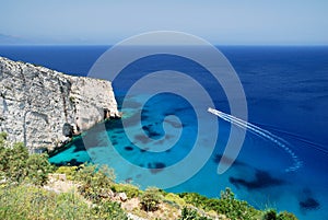 Sea View with speeding boat