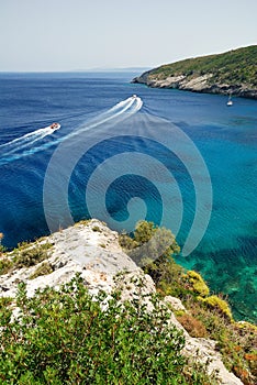 Sea View with speeding boats