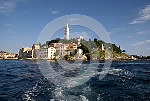 Sea view of St Euphemia church in Rovinj,Croatia