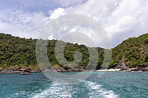 sea view sunny day from yacht cruise at Phuket, Thailand