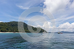 sea view sunny day from yacht cruise at Phuket, Thailand