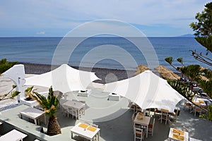 The sea view terrace and beach at luxury hotel