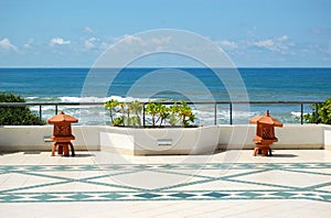 The sea view terrace at luxury hotel