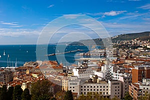 Sea view of Trieste Port, Italy photo