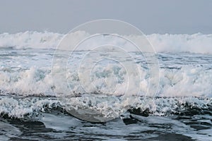 Sea water background, beautiful breaking waves