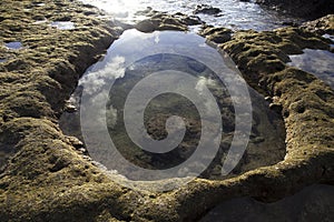 Sea water deposited into water droplet shaped rock