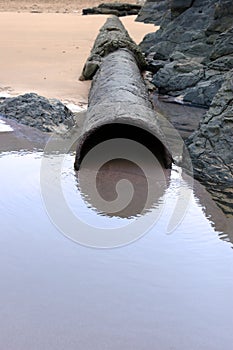 Sea water rusty overflow pipe