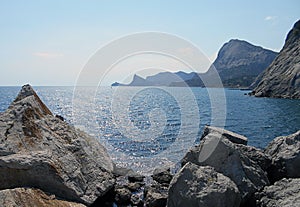 Sea, water, sky, coast, blue, beach, rock, landscape, nature, ocean, summer, mountain, island, travel, view, mountains, rocks, hol