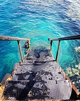 Sea water vacation holiday summer summervibes summertime life goodlife coral stairs heaven colors blue colorsplash colourscheme photo