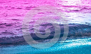 Sea wave. Abstract nature background. Pink and blue saturation color