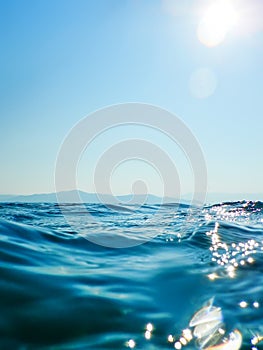 Sea wave close up, low angle view