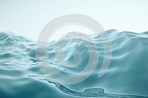 Sea wave close-up, low angle view with bokeh effects. 3d rendering