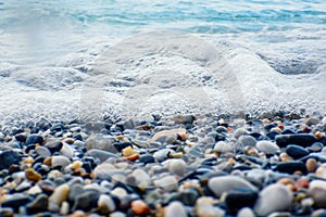 Sea wave close up, low angle view water background