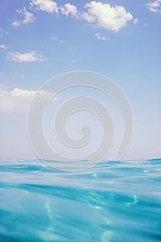 Sea wave close up, low angle view water background