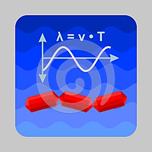 Sea wave energy concept background, cartoon style