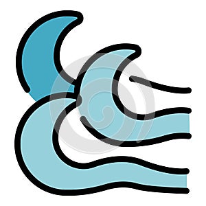 Sea wave icon vector flat