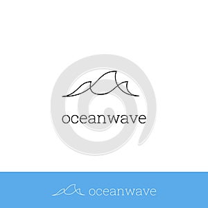 Sea wave, ocean wave logo icon simple monoline modern minimalistic thin line symbol design with three wave