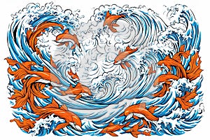 sea wave and ocean wave. vector illustrationsea wave and ocean wave. vector illustrationvector illustration of a beautiful floral