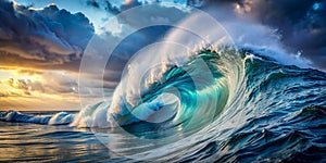 A sea wave rolls over your feet AI-Created Content photo