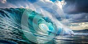 A sea wave rolls over your feet AI-Created Content photo