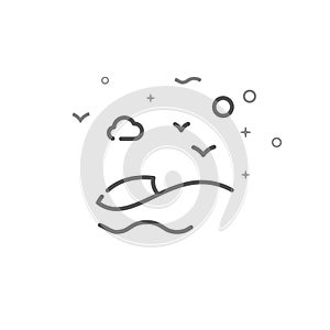 Sea wave simple vector line icon. Symbol, pictogram, sign. Light background. Editable stroke