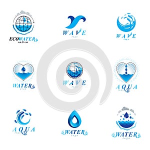 Sea wave splash vector symbol. Water is life theme.