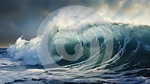 Sea wave during storm in atlantic ocean