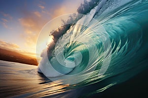 Sea wave for surfing on water surface