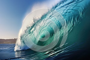 Sea wave for surfing on water surface