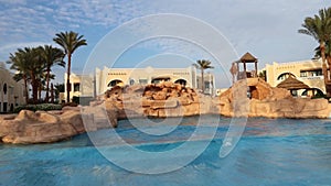 Sea wave in swimming pool in hotel resort outdoor, Sharm El Sheikh, Egypt