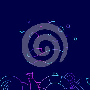 Sea wave vector gradient line icon, illustration on a dark blue background. Related bottom border