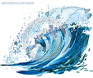 Sea wave watercolor illustration