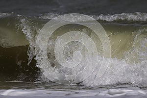 Sea waves at Ban Krut Beach in monsoon season