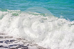 Sea waves on the beach. Selective focus. Summer nature background