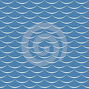 Sea waves blue and white seamless pattern background.
