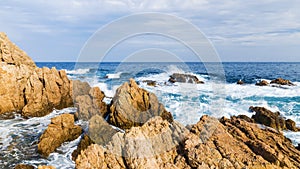 Sea waves at coast of the Mediterranean