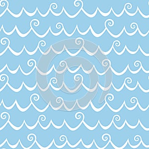 Sea Waves with Curls Seamless Background