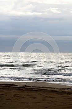 Sea waves hit seashore