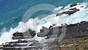 Sea Waves Hitting and Breaking on Rocks - Port Blair, Adnaman Nicobar Islands, India