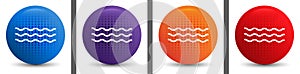 Sea waves icon abstract halftone round button set